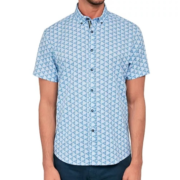 Society Of Threads Blue Geometric Casual Shirt - Picture 1 of 13